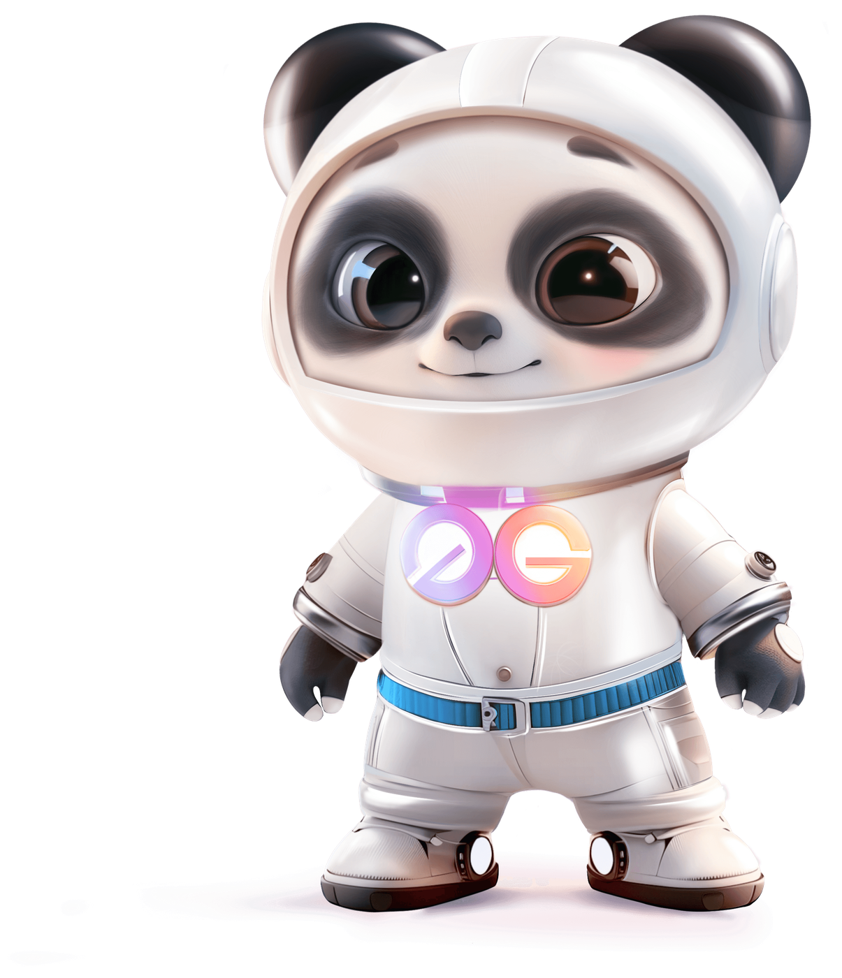 0G panda mascot in a white spacesuit with a glowing 0G chest logo